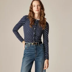 Carolyn cardigan in polka-dot merino wool