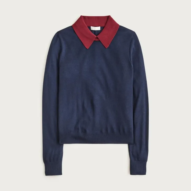 Carolyn collared sweater in merino wool