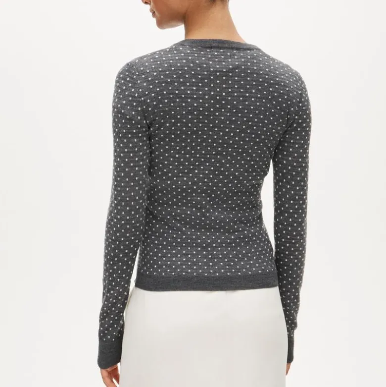 Carolyn fitted crewneck sweater in polka-dot merino wool
