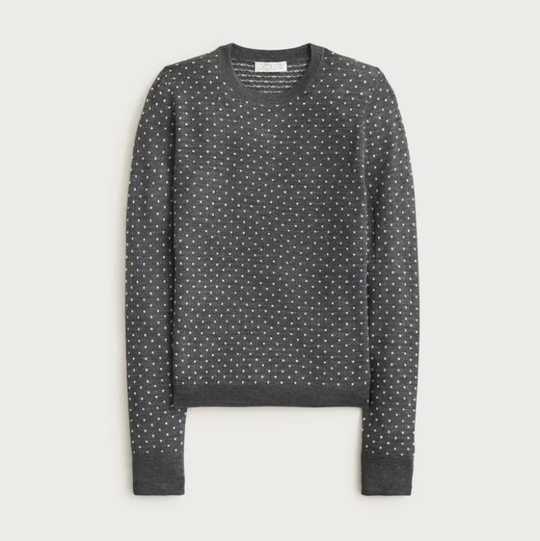 Carolyn fitted crewneck sweater in polka-dot merino wool
