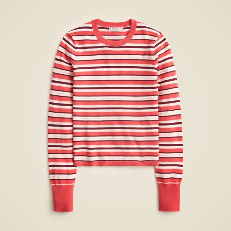 Carolyn fitted crewneck sweater in striped merino wool