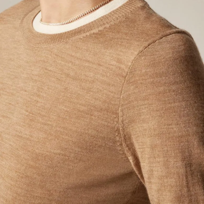 Carolyn layered crewneck sweater in merino wool
