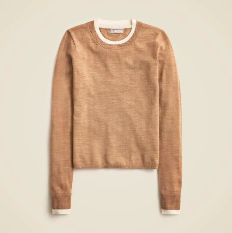 Carolyn layered crewneck sweater in merino wool