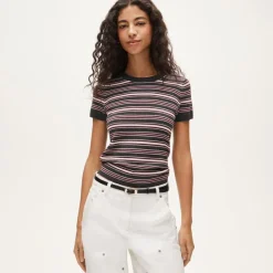 Carolyn sweater-tee in striped merino wool