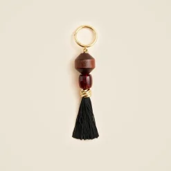 Carved wood bag charm