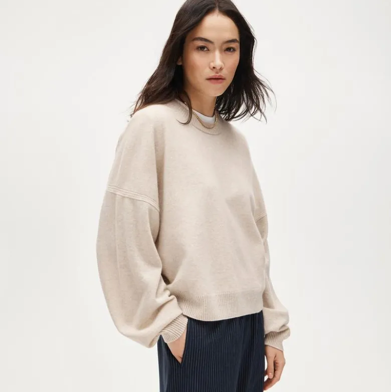Cashmere blouson-sleeve sweater