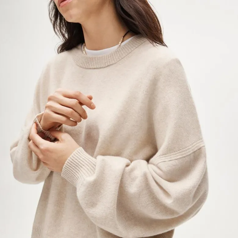 Cashmere blouson-sleeve sweater