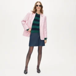 Cashmere blouson-sleeve sweater in stripe