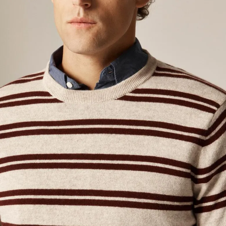 Cashmere crewneck sweater in double stripe