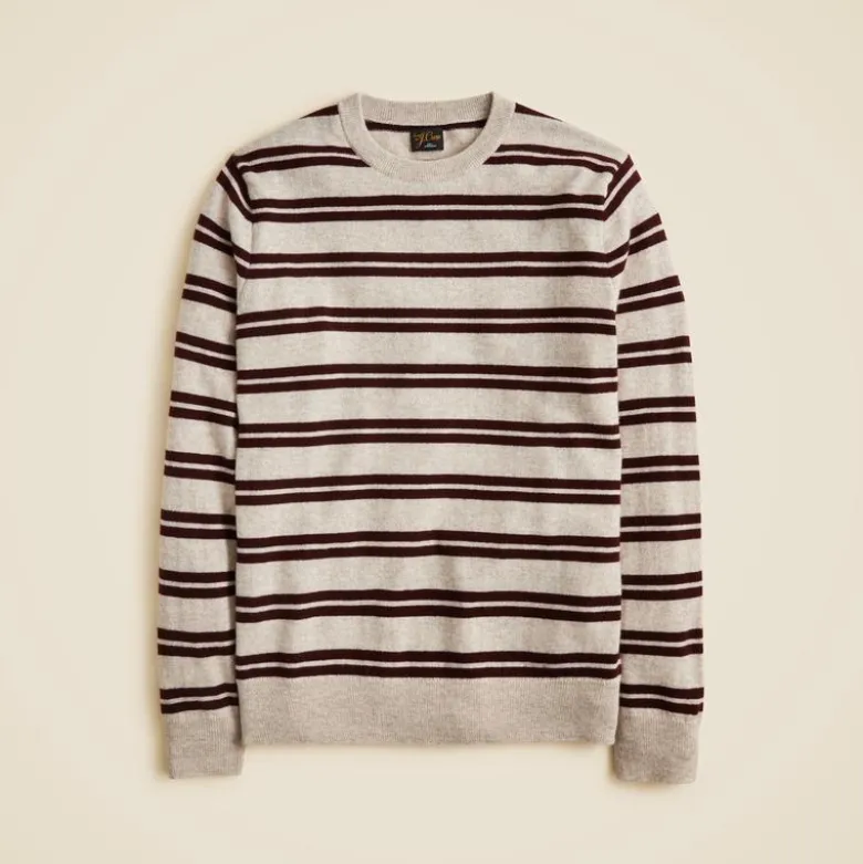 Cashmere crewneck sweater in double stripe