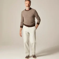 Cashmere crewneck sweater in jacquard herringbone
