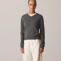 Cashmere high V-neck sweater