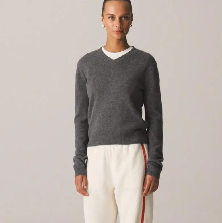 Cashmere high V-neck sweater