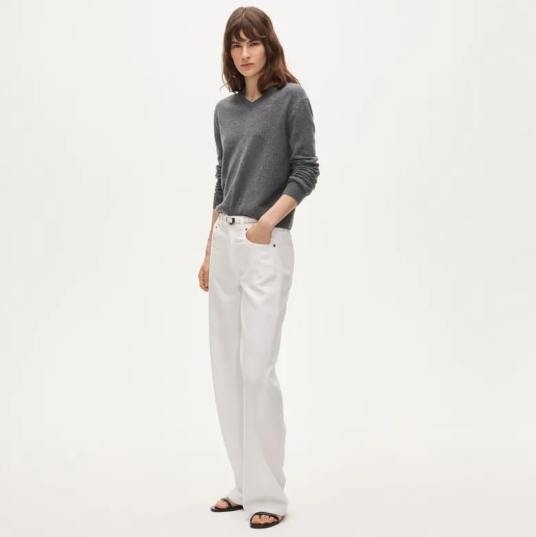Cashmere high V-neck sweater