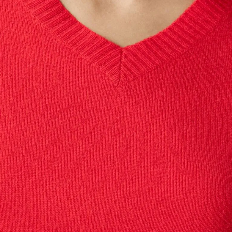 Cashmere high V-neck sweater