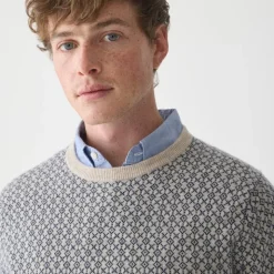 Cashmere jacquard crewneck sweater
