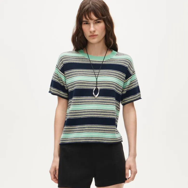 Cashmere relaxed T-shirt in stripe