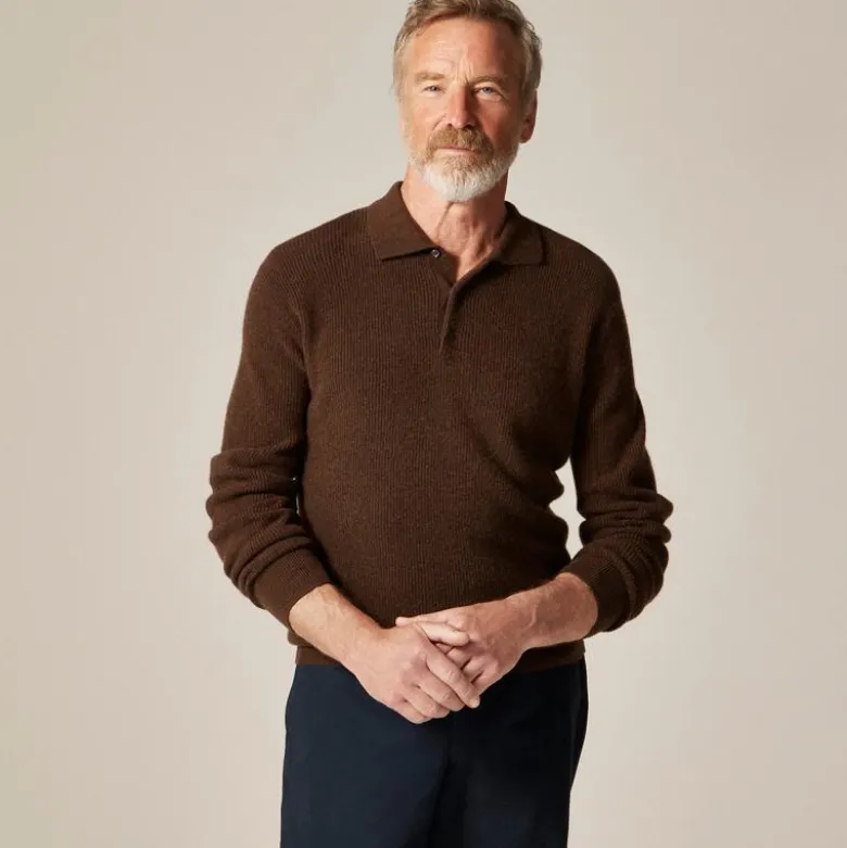 Cashmere ribbed sweater-polo