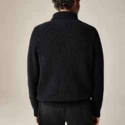 Cashmere ribbed turtleneck sweater with marled yarns