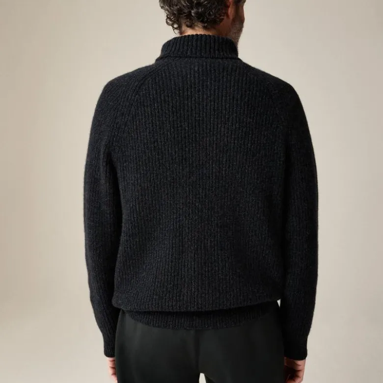Cashmere ribbed turtleneck sweater with marled yarns
