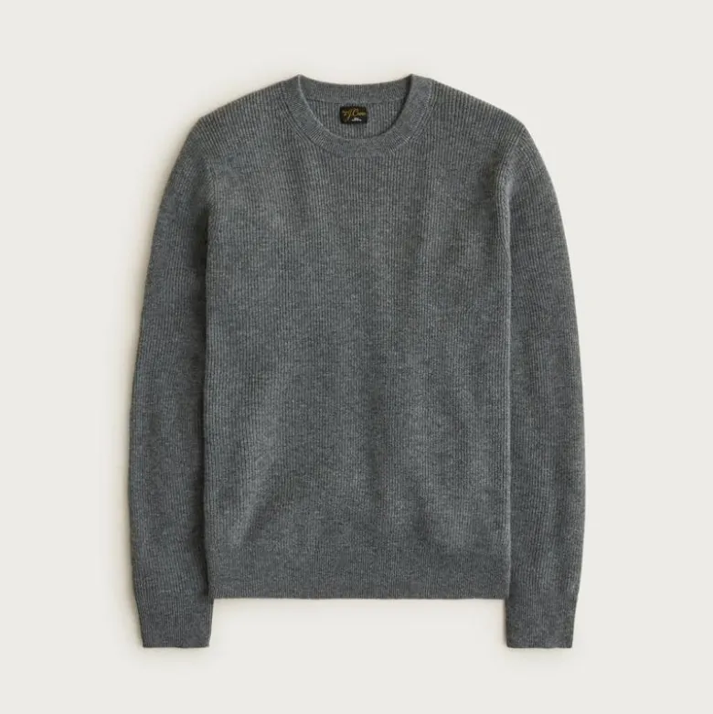 Cashmere rib-knit crewneck sweater