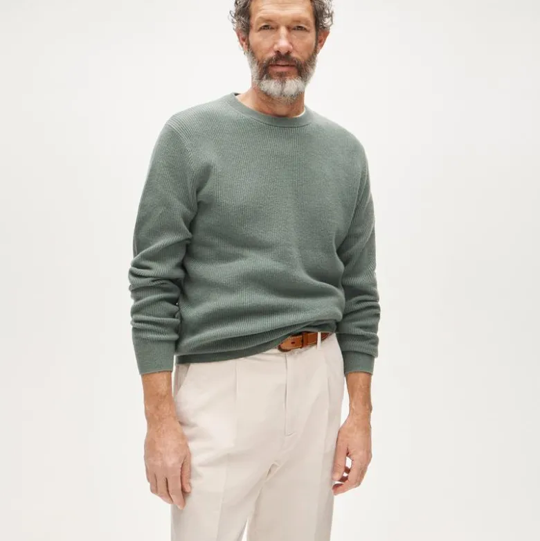 Cashmere rib-knit crewneck sweater