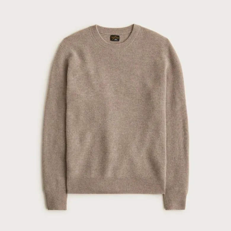 Cashmere rib-knit crewneck sweater