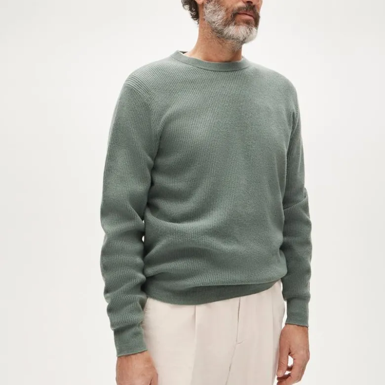 Cashmere rib-knit crewneck sweater