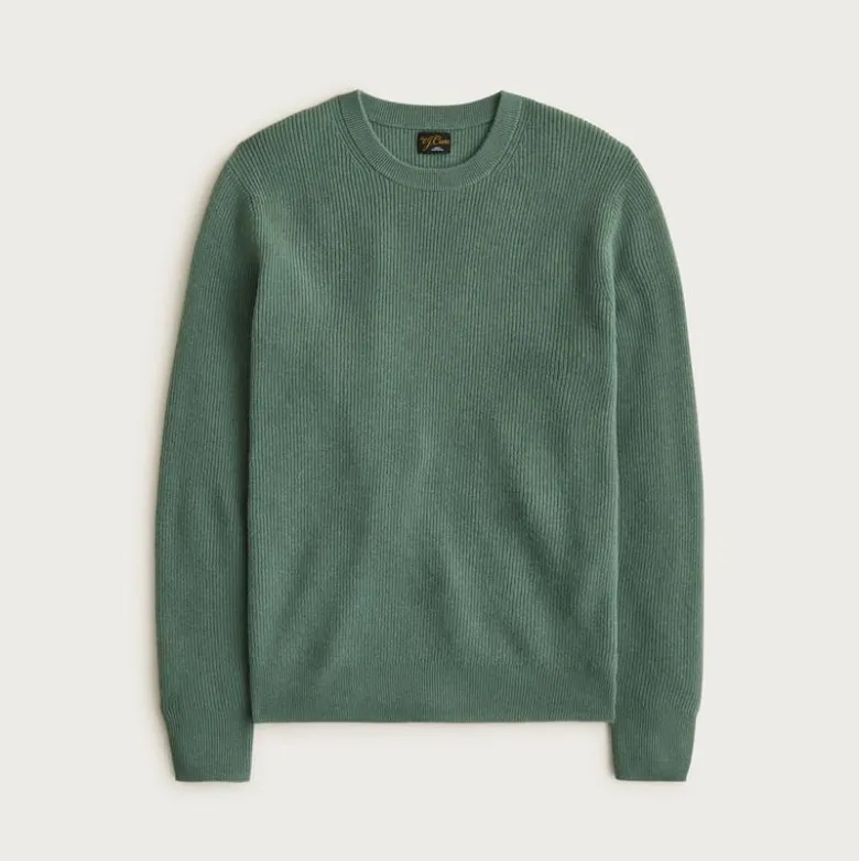 Cashmere rib-knit crewneck sweater