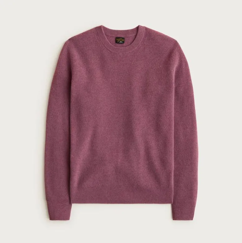 Cashmere rib-knit crewneck sweater