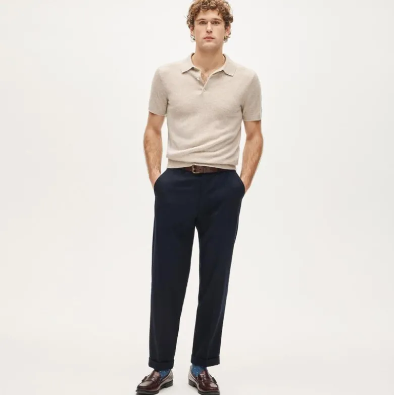 Cashmere short-sleeve sweater-polo