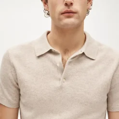 Cashmere short-sleeve sweater-polo
