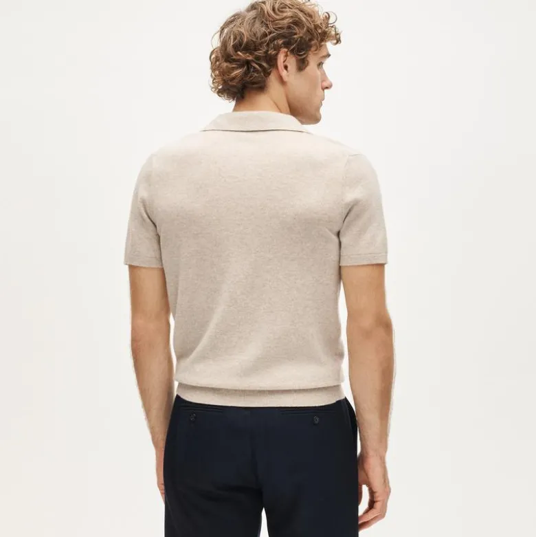 Cashmere short-sleeve sweater-polo