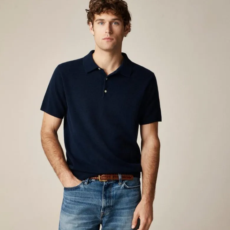 Cashmere short-sleeve sweater-polo
