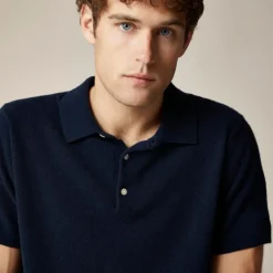 Cashmere short-sleeve sweater-polo