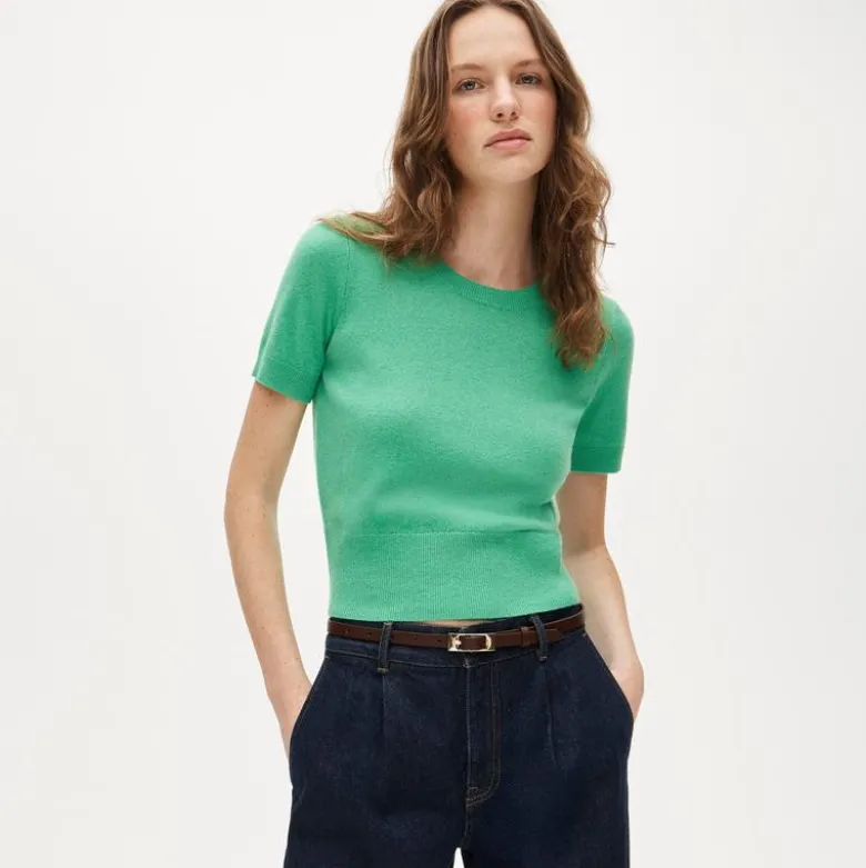 Cashmere shrunken T-shirt