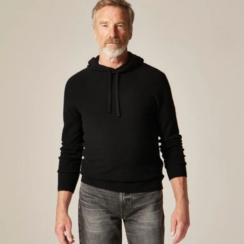 Cashmere waffle hooded sweater