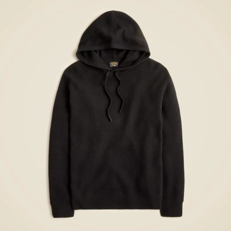 Cashmere waffle hooded sweater