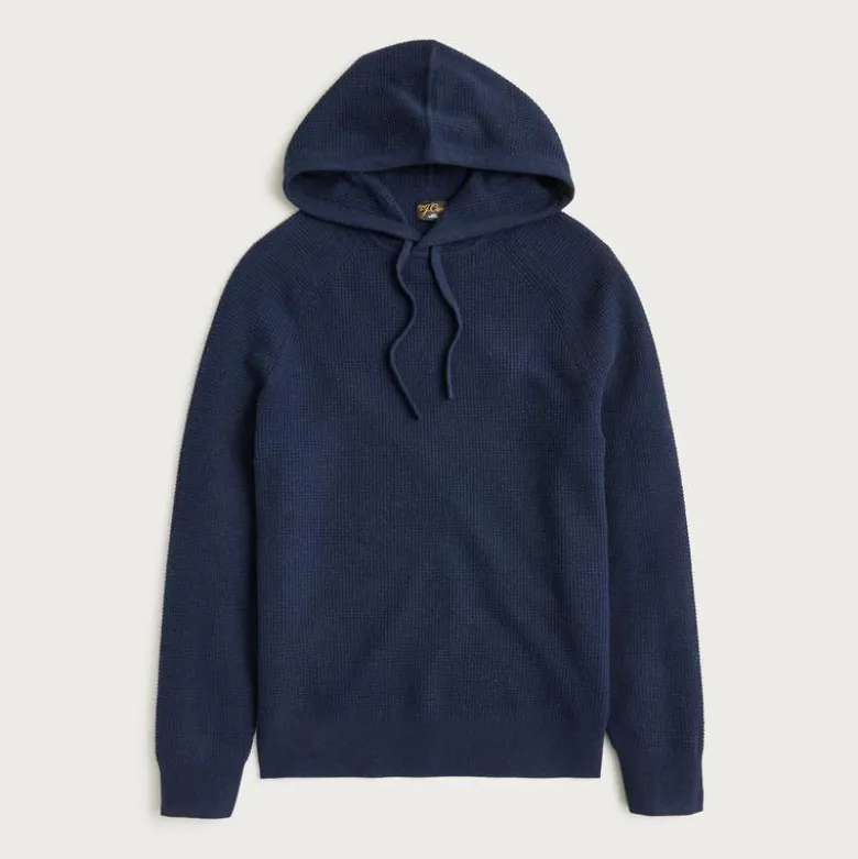 Cashmere waffle hooded sweater