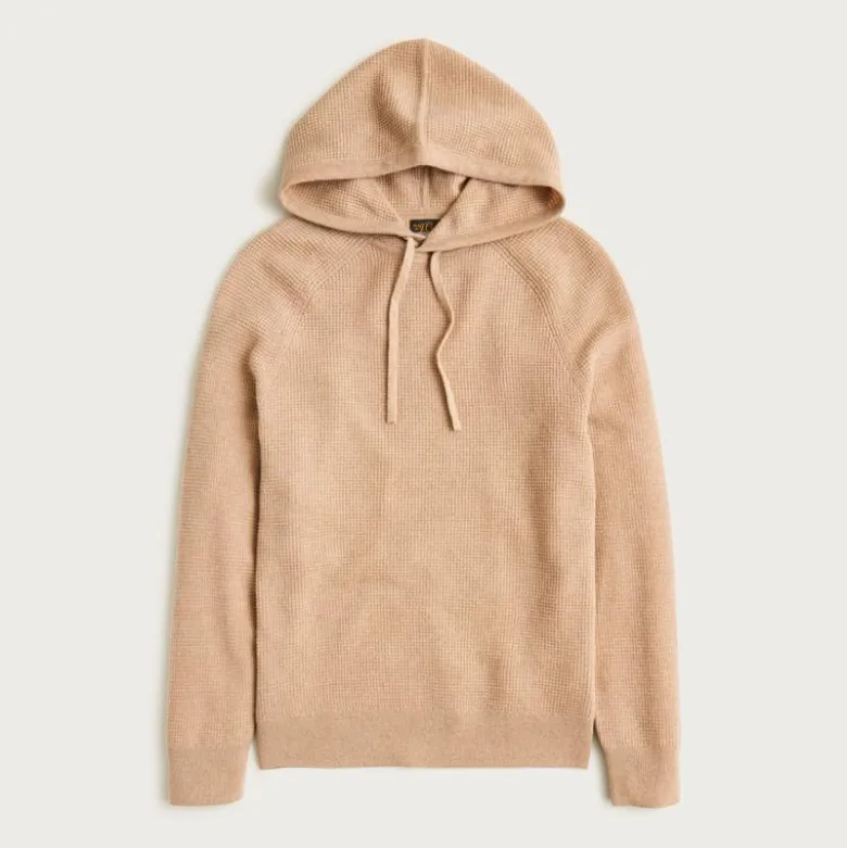 Cashmere waffle hooded sweater