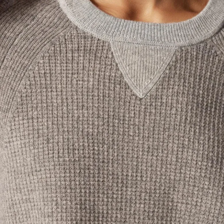 Cashmere waffle-stitch crewneck sweatshirt
