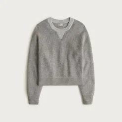 Cashmere waffle-stitch crewneck sweatshirt