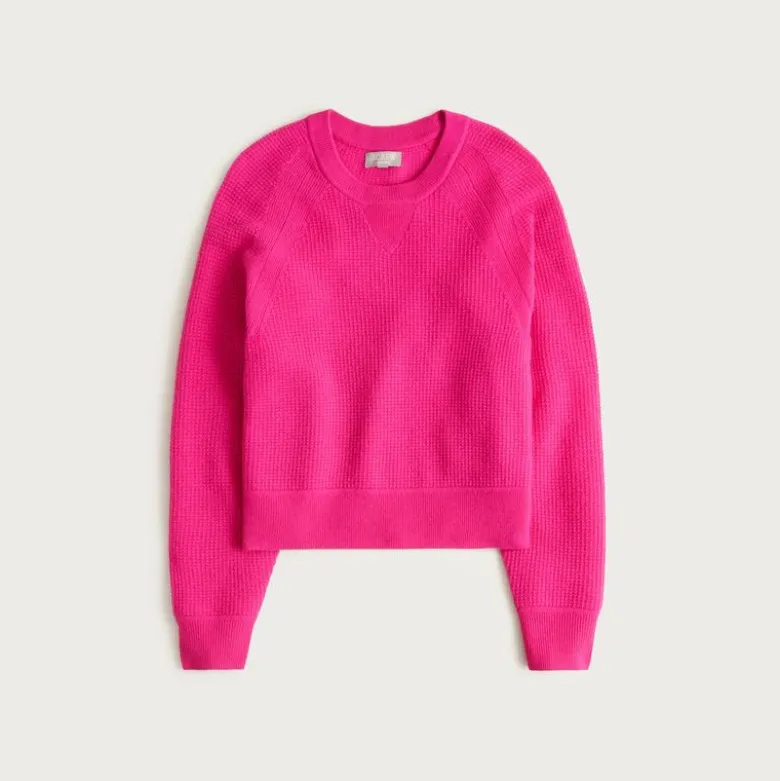 Cashmere waffle-stitch crewneck sweatshirt