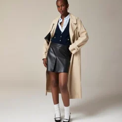Center-pleat mini skirt in faux leather