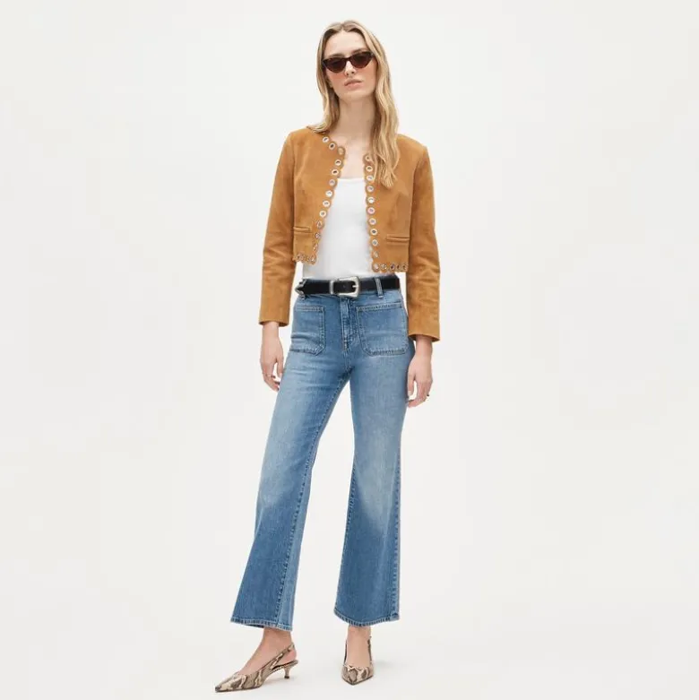 Charley kickout cropped jean in semi-stretch with patch pockets