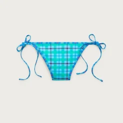 Cheeky string bikini bottom in reversible plaid