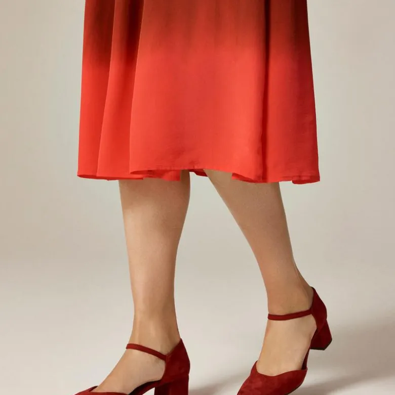Cinched-waist midi dress in dip-dyed crepe de chine