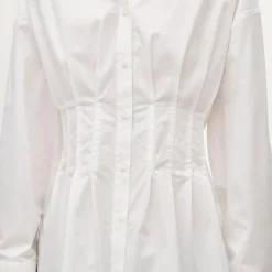 Cinched-waist shirt in cotton poplin