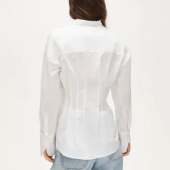Cinched-waist shirt in cotton poplin