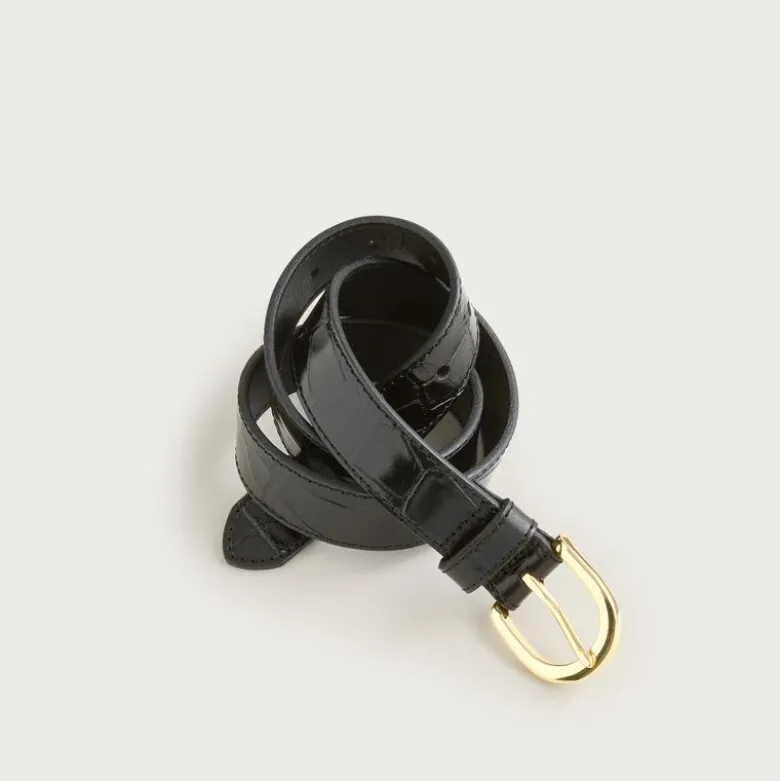Classic belt in croc-embossed leather